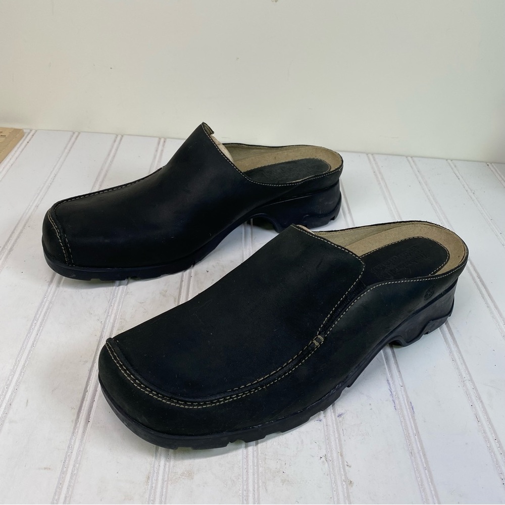 Timberland Black Leather Mule Clogs Gem
